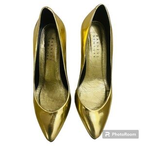 Barneys New York Matt Gold Heels Pumps Shoes Size 6